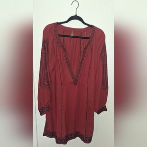 Stetson Women's Wine Crepe Long Bloused Dress